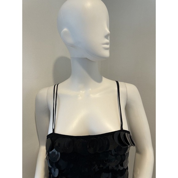 Poleci Black Sequin Mini Dress Multi-Strap Womens Sleeveless Size 4 - Picture 3 of 13